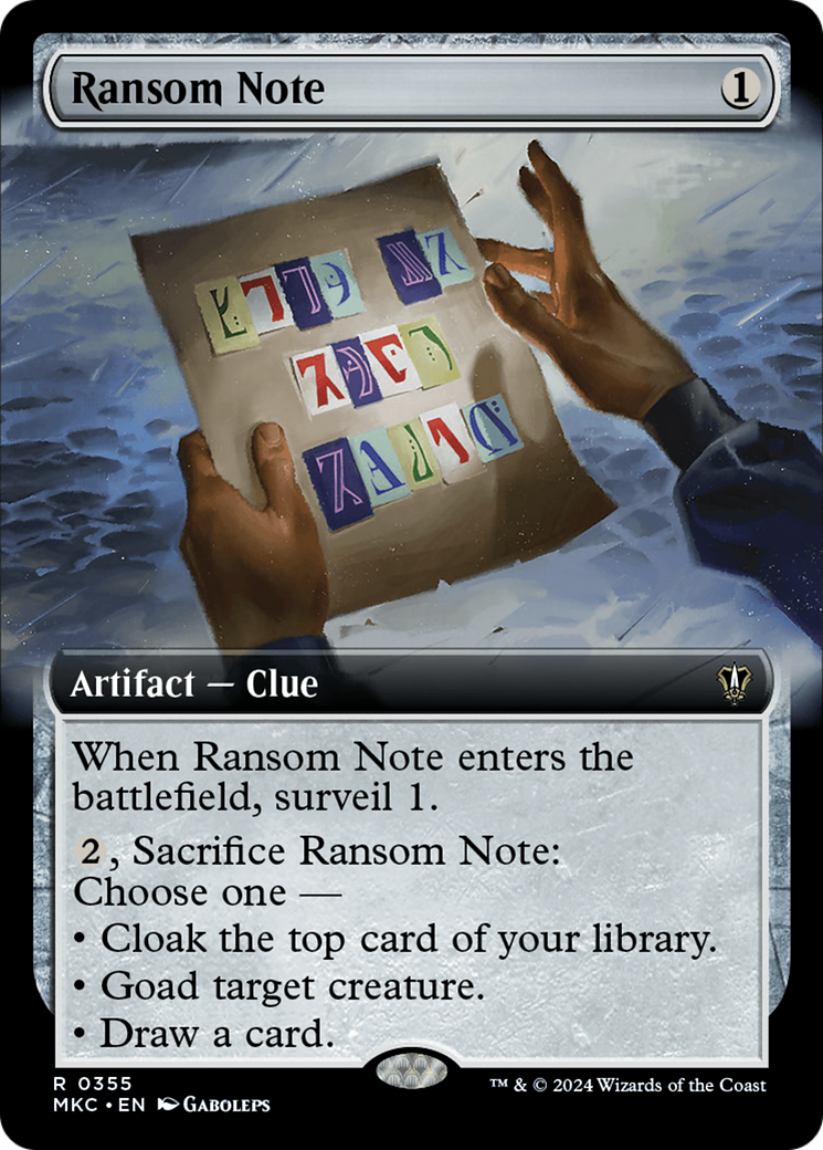 Ransom Note (MKC-355) - Murders at Karlov Manor Commander: (Extended Art) - Premium MTG Single from Wizards of the Coast - Just $0.25! Shop now at Game Crave Tournament Store