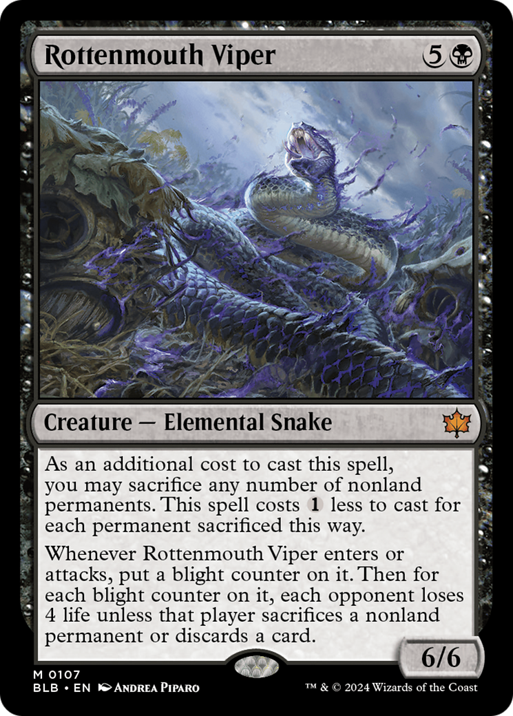 Rottenmouth Viper (BLB-107) - Bloomburrow Foil - Premium MTG Single from Wizards of the Coast - Just $3.54! Shop now at Game Crave Tournament Store