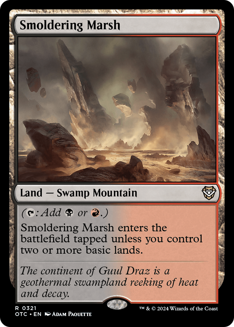 Smoldering Marsh (OTC-321) - Outlaws of Thunder Junction Commander - Premium MTG Single from Wizards of the Coast - Just $0.25! Shop now at Game Crave Tournament Store
