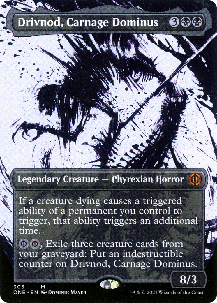 Drivnod, Carnage Dominus (ONE-305) - Phyrexia: All Will Be One: (Showcase) (Borderless) Foil - Premium MTG Single from Wizards of the Coast - Just $5.06! Shop now at Game Crave Tournament Store