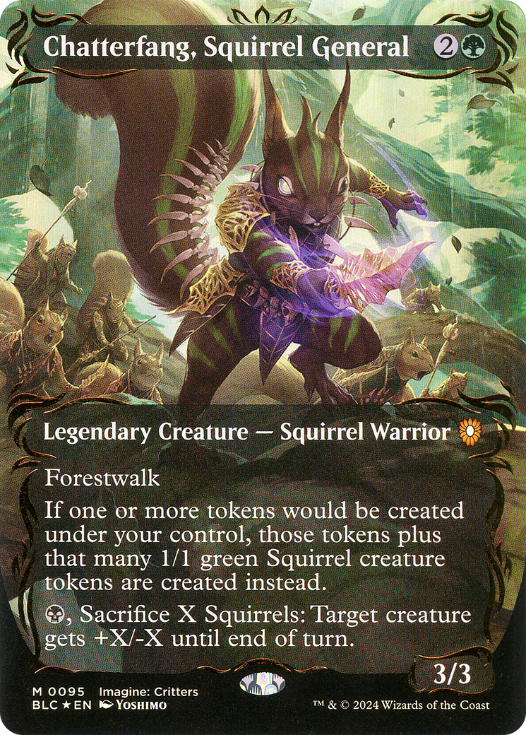 Chatterfang, Squirrel General (BLC-095) - Bloomburrow Commander (Borderless) Foil - Premium MTG Single from Wizards of the Coast - Just $292.54! Shop now at Game Crave Tournament Store