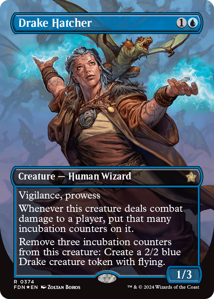 Drake Hatcher (FDN-374) - Foundations (Borderless) Foil - Premium MTG Single from Wizards of the Coast - Just $6.39! Shop now at Game Crave Tournament Store