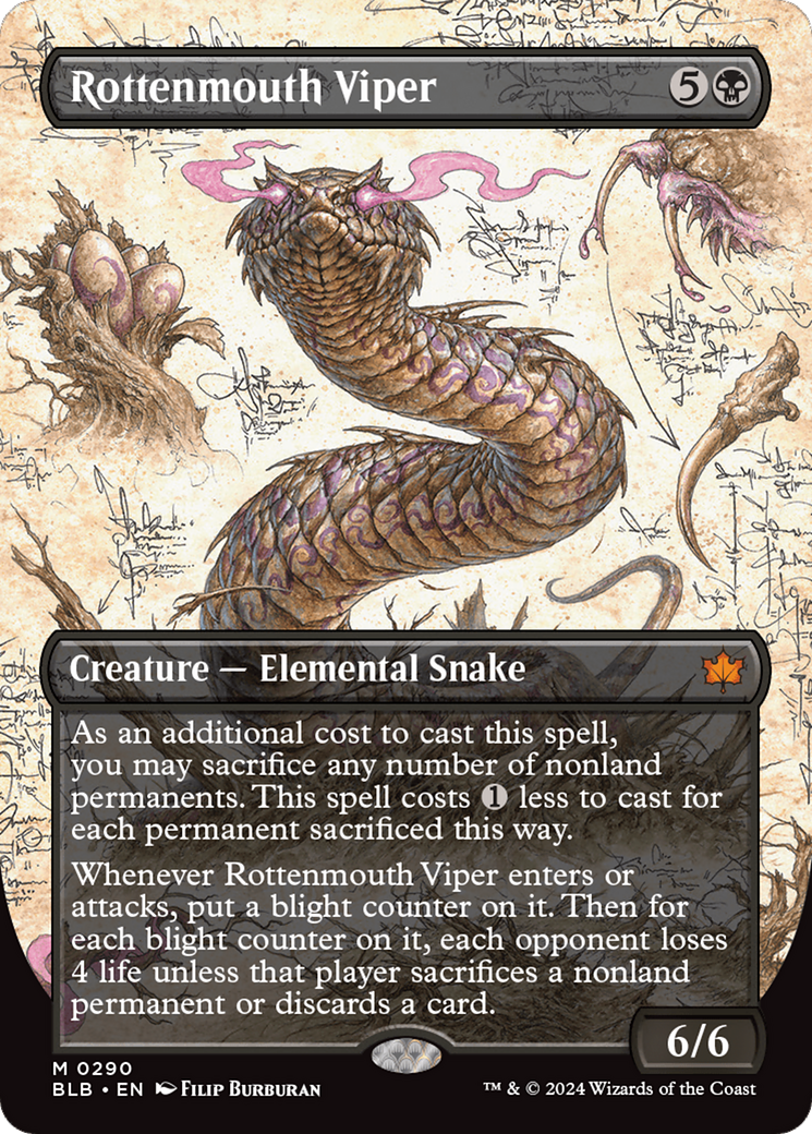 Rottenmouth Viper (BLB-290) - Bloomburrow: (Showcase) (Borderless) - Premium MTG Single from Wizards of the Coast - Just $5.61! Shop now at Game Crave Tournament Store