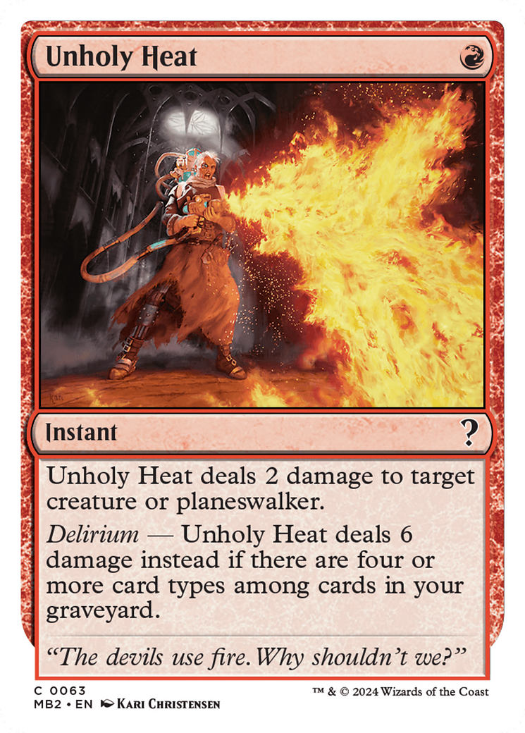 Unholy Heat (MB2-063) - Mystery Booster 2 - Premium MTG Single from Wizards of the Coast - Just $0.31! Shop now at Game Crave Tournament Store