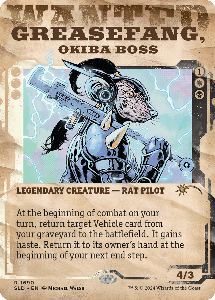 Greasefang, Okiba Boss (SLD-1690) - Secret Lair Drop: (Showcase) (Borderless) Foil - Premium MTG Single from Wizards of the Coast - Just $3.98! Shop now at Game Crave Tournament Store