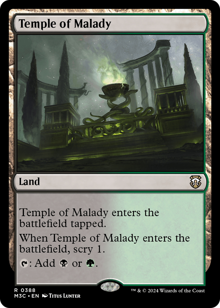 Temple of Malady (M3C-388) - Modern Horizons 3 Commander - Premium MTG Single from Wizards of the Coast - Just $0.25! Shop now at Game Crave Tournament Store