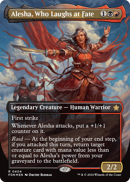 Alesha, Who Laughs at Fate (FDN-404) - Foundations (Borderless) Foil - Premium MTG Single from Wizards of the Coast - Just $19.40! Shop now at Game Crave Tournament Store