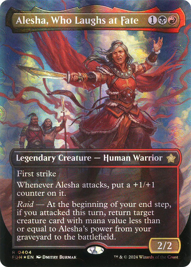 Alesha, Who Laughs at Fate (FDN-404) - Foundations (Borderless) Foil - Premium MTG Single from Wizards of the Coast - Just $14.89! Shop now at Game Crave Tournament Store