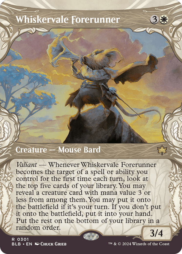 Whiskervale Forerunner (BLB-301) - Bloomburrow: (Showcase) Foil - Premium MTG Single from Wizards of the Coast - Just $0.25! Shop now at Game Crave Tournament Store