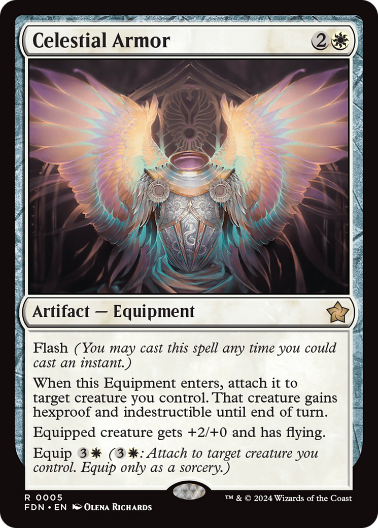 Celestial Armor (FDN-005) - Foundations Foil - Premium MTG Single from Wizards of the Coast - Just $0.42! Shop now at Game Crave Tournament Store