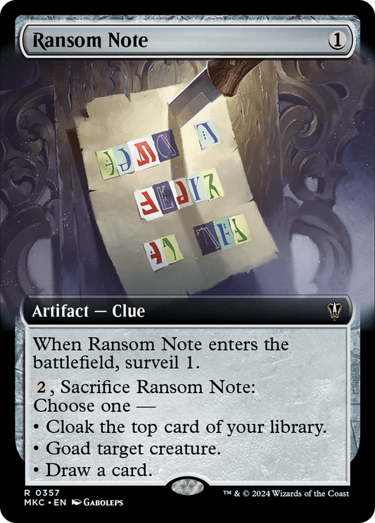 Ransom Note (MKC-357) - Murders at Karlov Manor Commander: (Extended Art) - Premium MTG Single from Wizards of the Coast - Just $0.25! Shop now at Game Crave Tournament Store