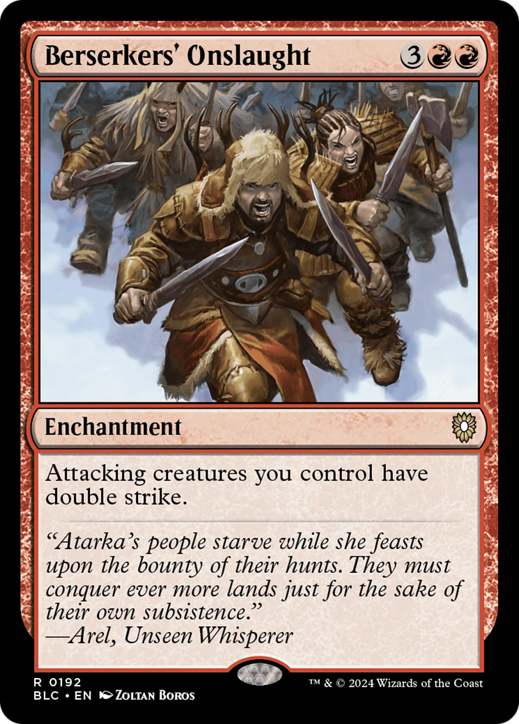 Berserkers' Onslaught (BLC-192) - Bloomburrow Commander - Premium MTG Single from Wizards of the Coast - Just $0.30! Shop now at Game Crave Tournament Store