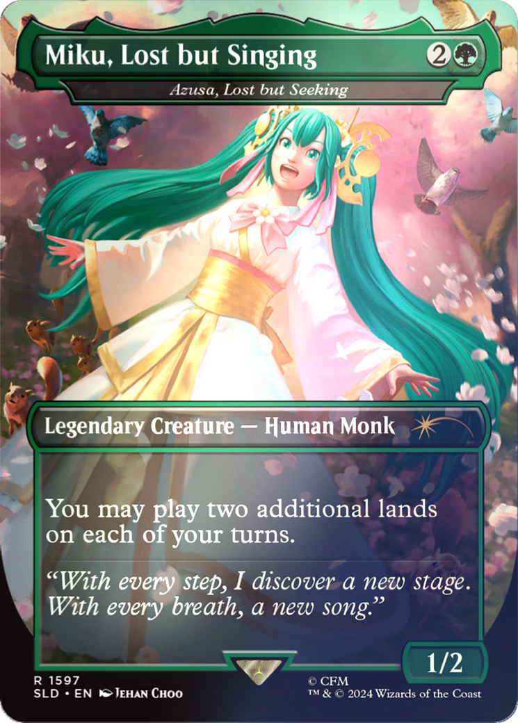 Azusa, Lost but Seeking (SLD-1597★) - Secret Lair Drop / Miku, Lost but Singing (Borderless) Foil - Premium MTG Single from Wizards of the Coast - Just $23.60! Shop now at Game Crave Tournament Store