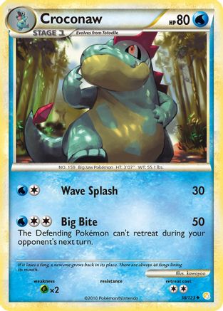 Croconaw 38/123 - HeartGold & SoulSilver Reverse Holofoil