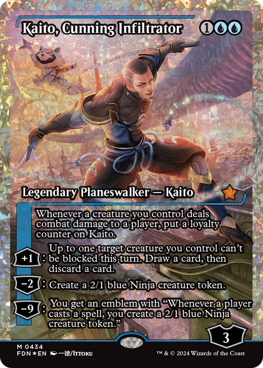 Kaito, Cunning Infiltrator (FDN-434) - Foundations: (Showcase) Foil - Premium MTG Single from Wizards of the Coast - Just $80.85! Shop now at Game Crave Tournament Store