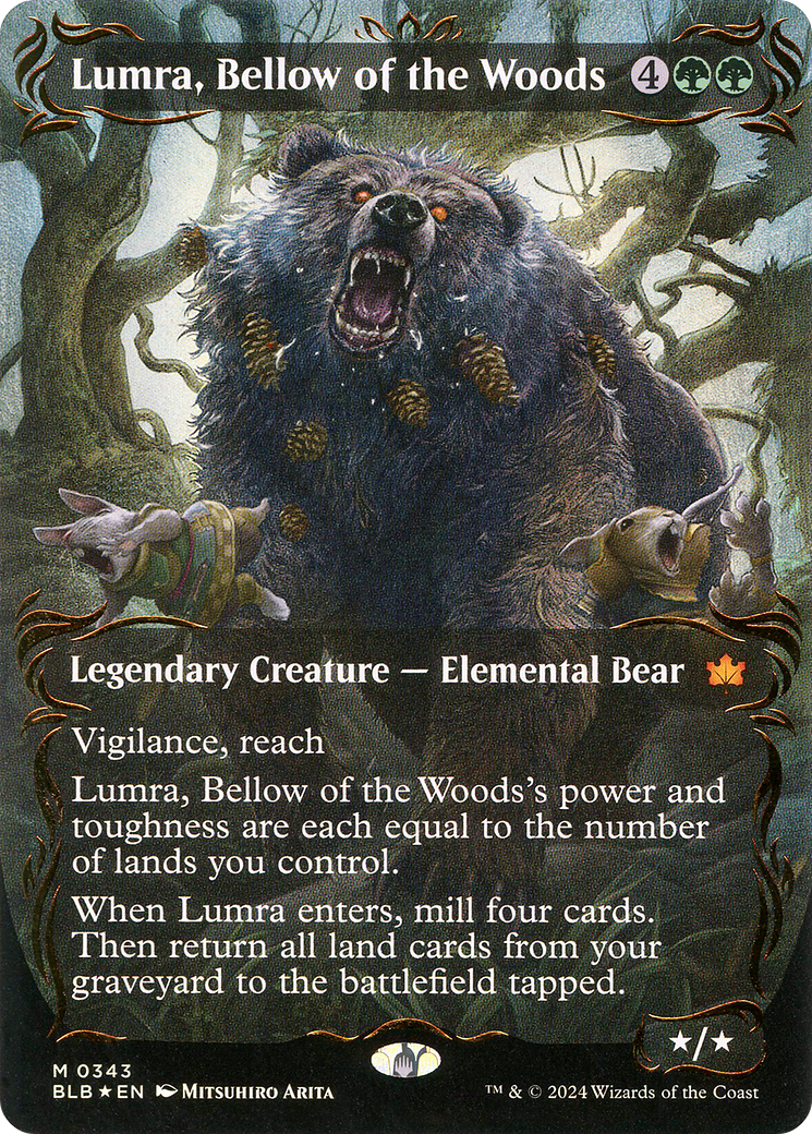 Lumra, Bellow of the Woods (BLB-343) - Bloomburrow: (Showcase) (Borderless) Foil - Premium MTG Single from Wizards of the Coast - Just $239.96! Shop now at Game Crave Tournament Store