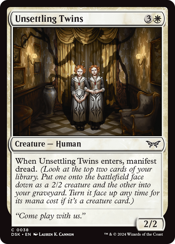 Unsettling Twins (DSK-038) - Duskmourn: House of Horror - Premium MTG Single from Wizards of the Coast - Just $0.25! Shop now at Game Crave Tournament Store