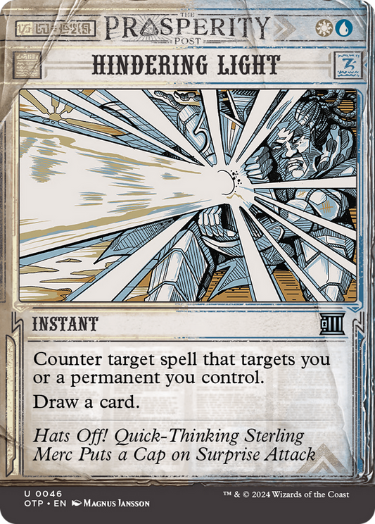 Hindering Light (OTP-046) - Breaking News: (Showcase) (Borderless) - Premium MTG Single from Wizards of the Coast - Just $0.25! Shop now at Game Crave Tournament Store