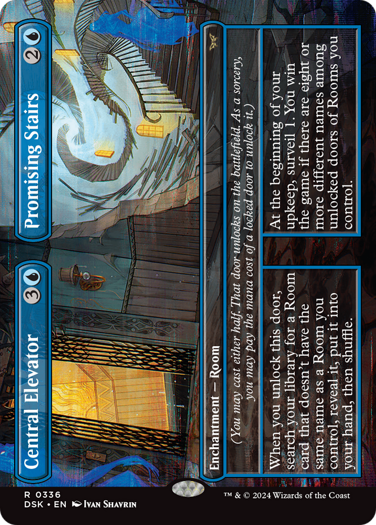 Central Elevator // Promising Stairs (DSK-336) - Duskmourn: House of Horror (Borderless) - Premium MTG Single from Wizards of the Coast - Just $0.25! Shop now at Game Crave Tournament Store