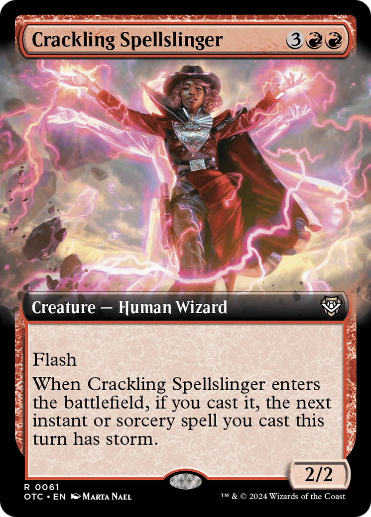 Crackling Spellslinger (OTC-061) - Outlaws of Thunder Junction Commander: (Extended Art) - Premium MTG Single from Wizards of the Coast - Just $0.25! Shop now at Game Crave Tournament Store