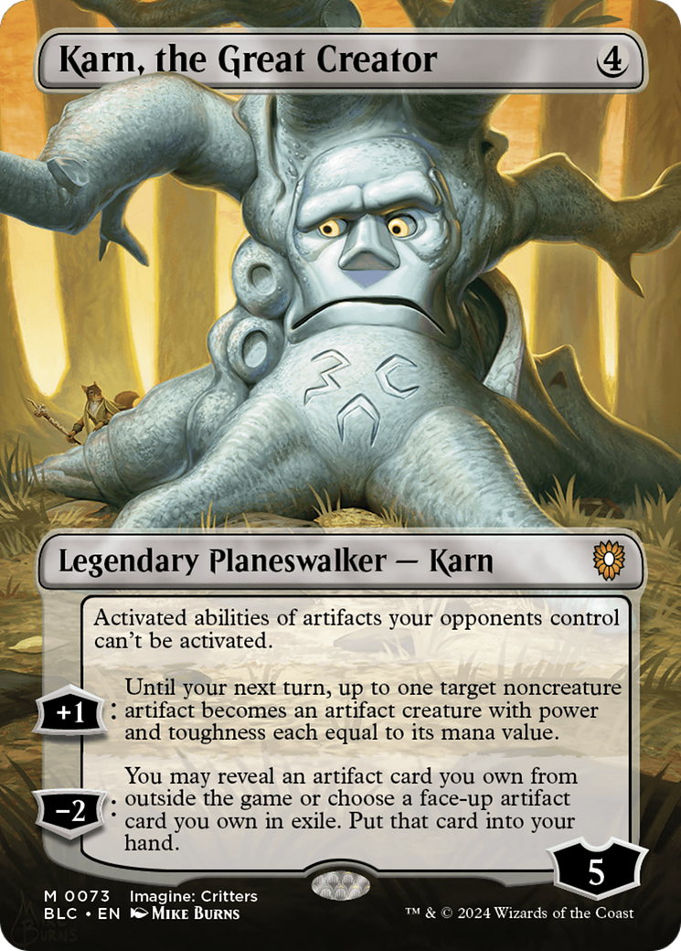 Karn, the Great Creator (BLC-073) - Bloomburrow Commander (Borderless) Foil - Premium MTG Single from Wizards of the Coast - Just $9.86! Shop now at Game Crave Tournament Store