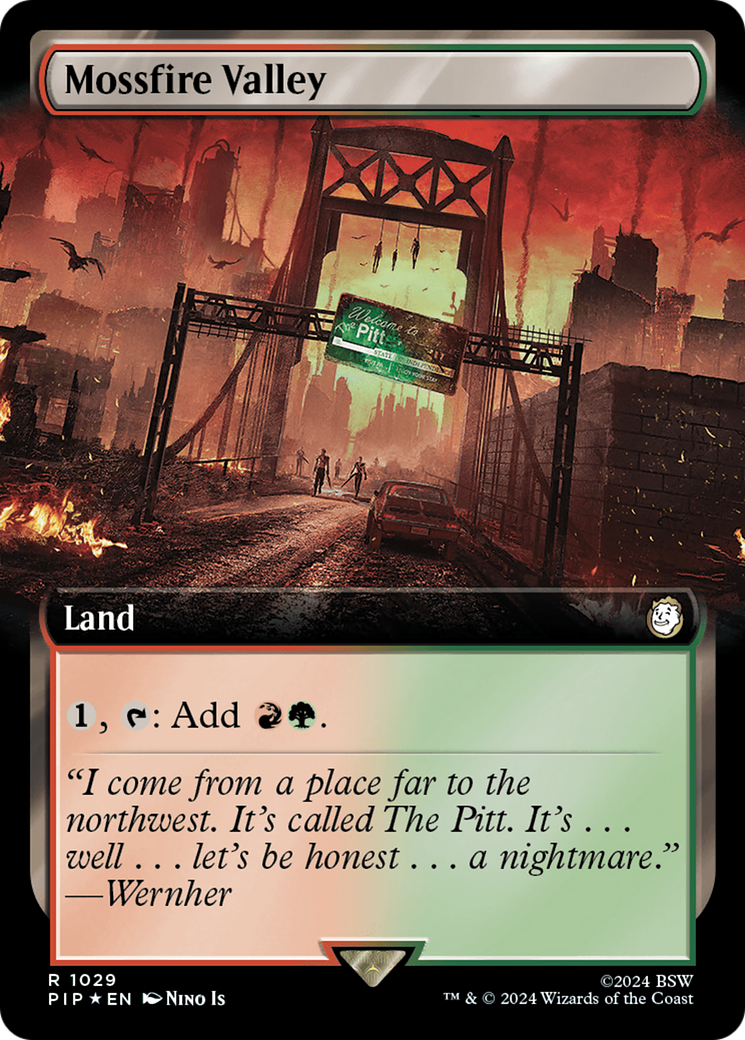 Mossfire Valley (PIP-1029) - Fallout: (Extended Art) - Premium MTG Single from Wizards of the Coast - Just $1.79! Shop now at Game Crave Tournament Store