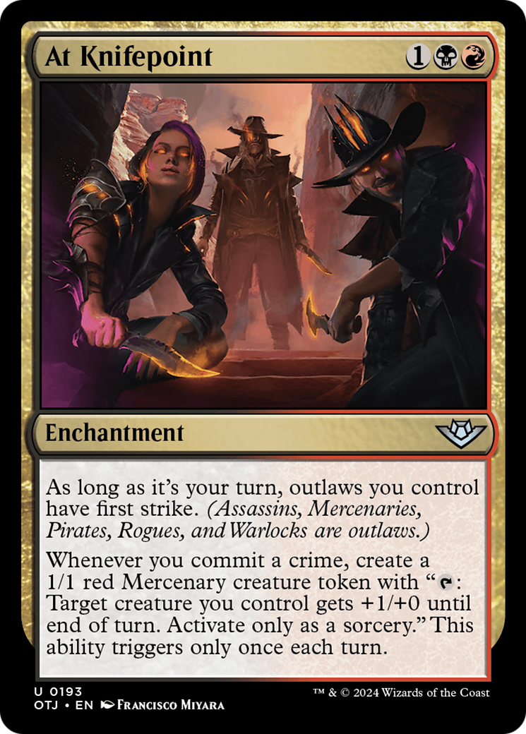 At Knifepoint (OTJ-193) - Outlaws of Thunder Junction - Premium MTG Single from Wizards of the Coast - Just $0.25! Shop now at Game Crave Tournament Store
