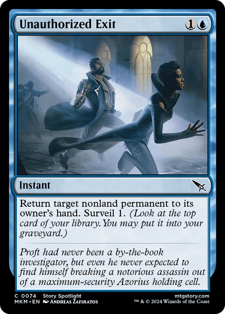 Unauthorized Exit (MKM-074) - Murders at Karlov Manor - Premium MTG Single from Wizards of the Coast - Just $0.25! Shop now at Game Crave Tournament Store