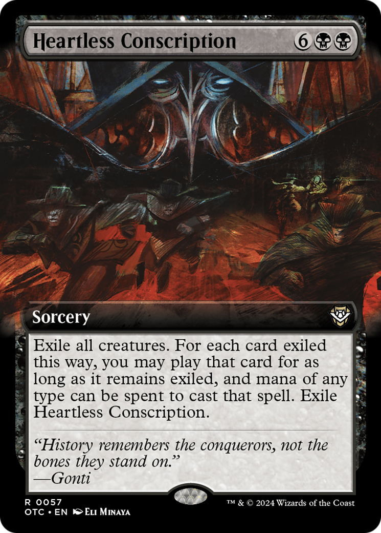 Heartless Conscription (OTC-057) - Outlaws of Thunder Junction Commander: (Extended Art) - Premium MTG Single from Wizards of the Coast - Just $0.25! Shop now at Game Crave Tournament Store