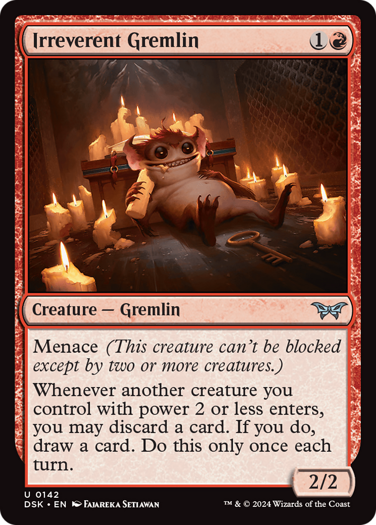 Irreverent Gremlin (DSK-142) - Duskmourn: House of Horror - Premium MTG Single from Wizards of the Coast - Just $0.25! Shop now at Game Crave Tournament Store