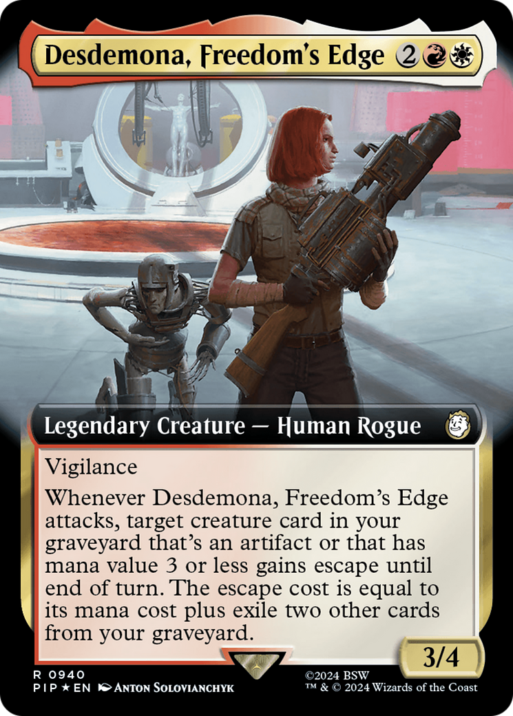 Desdemona, Freedom's Edge (PIP-940) - Fallout: (Extended Art) Foil - Premium MTG Single from Wizards of the Coast - Just $0.27! Shop now at Game Crave Tournament Store