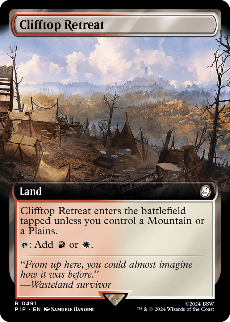 Clifftop Retreat (PIP-491) - Fallout: (Extended Art) - Premium MTG Single from Wizards of the Coast - Just $4.36! Shop now at Game Crave Tournament Store