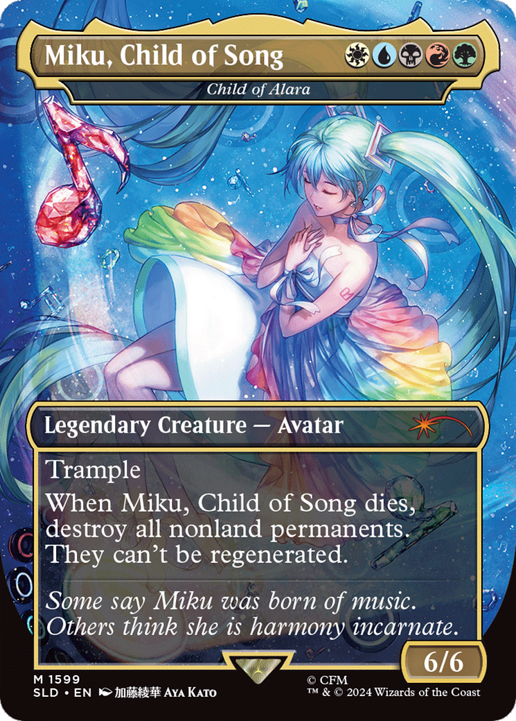 Child of Alara (SLD-1599) - Secret Lair Drop / Miku, Child of Song (Borderless) - Premium MTG Single from Wizards of the Coast - Just $21.03! Shop now at Game Crave Tournament Store