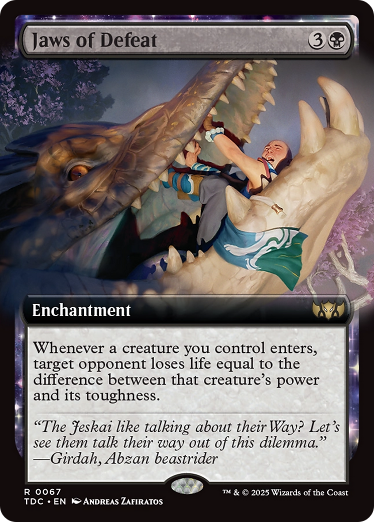 Jaws of Defeat (TDC-067) - Tarkir: Dragonstorm Commander: (enchantment, Extended Art) - Premium MTG Single from Wizards of the Coast - Just $0.34! Shop now at Game Crave Tournament Store