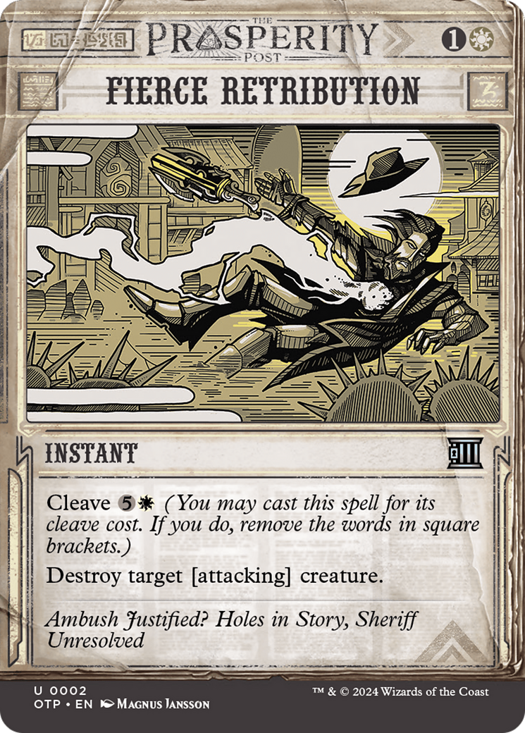 Fierce Retribution (OTP-002) - Breaking News: (Showcase) (Borderless) - Premium MTG Single from Wizards of the Coast - Just $0.25! Shop now at Game Crave Tournament Store