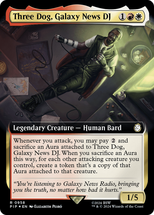 Three Dog, Galaxy News DJ (PIP-958) - Fallout: (Extended Art) Foil - Premium MTG Single from Wizards of the Coast - Just $1.46! Shop now at Game Crave Tournament Store