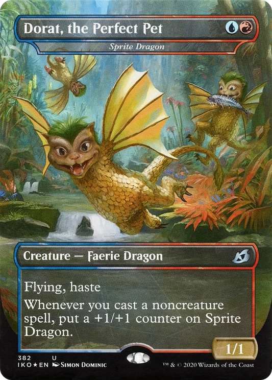 Sprite Dragon (IKO-382) - Ikoria: Lair of Behemoths / Dorat, the Perfect Pet (Borderless) Foil
