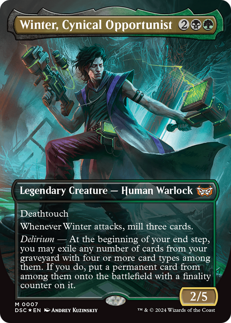 Winter, Cynical Opportunist (DSC-007) - Duskmourn: House of Horror Commander (Borderless) - Premium MTG Single from Wizards of the Coast - Just $0.25! Shop now at Game Crave Tournament Store