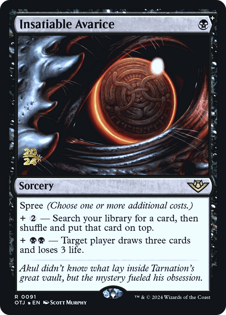Insatiable Avarice (POTJ-91S) - Outlaws of Thunder Junction Promos Foil - Premium MTG Single from Wizards of the Coast - Just $4.15! Shop now at Game Crave Tournament Store