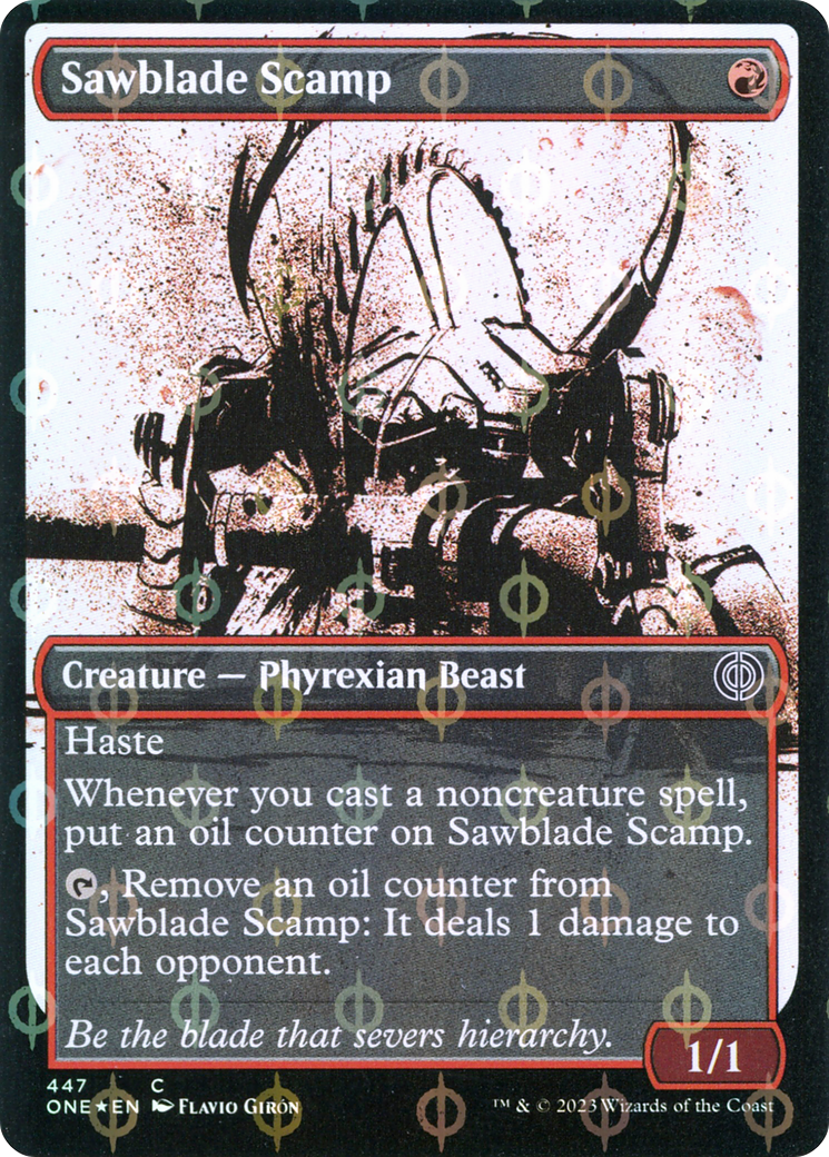 Sawblade Scamp (ONE-447) - Phyrexia: All Will Be One: (Showcase) Foil - Premium MTG Single from Wizards of the Coast - Just $0.25! Shop now at Game Crave Tournament Store