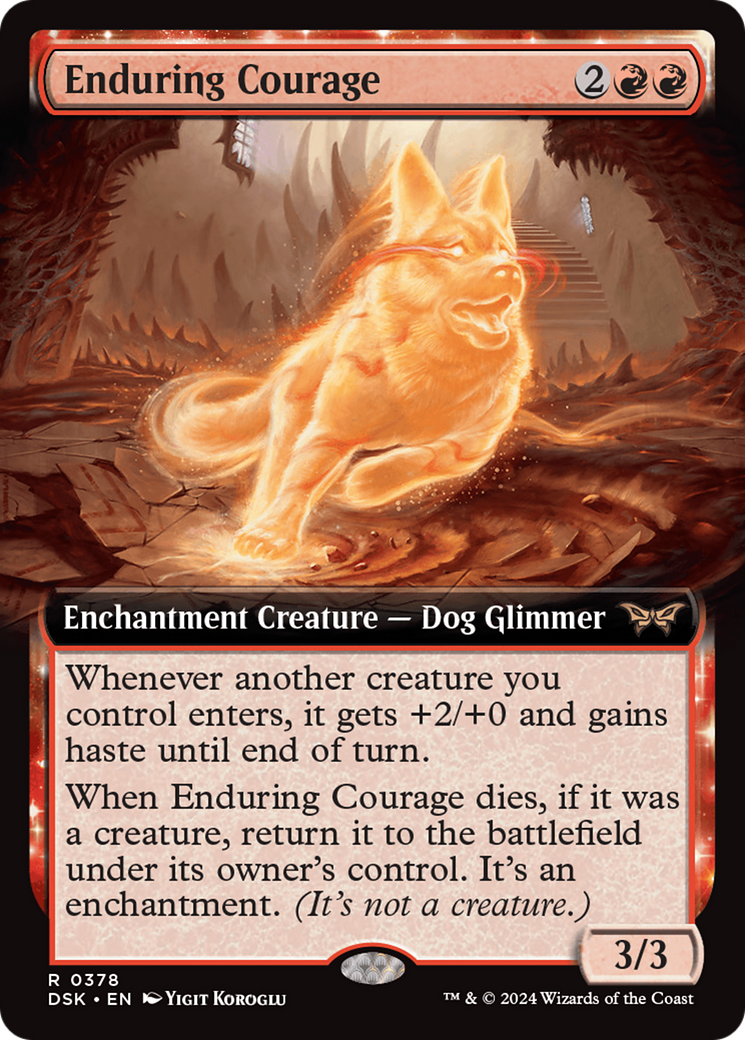 Enduring Courage (DSK-378) - Duskmourn: House of Horror: (Extended Art, nyxtouched) Foil - Premium MTG Single from Wizards of the Coast - Just $2.67! Shop now at Game Crave Tournament Store