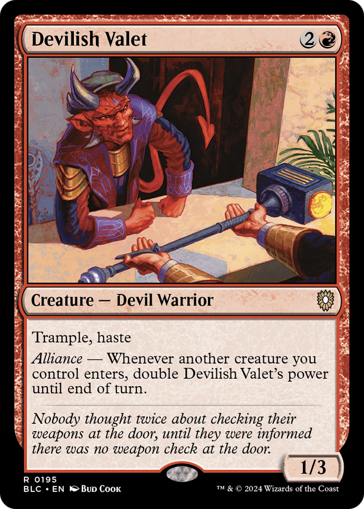 Devilish Valet (BLC-195) - Bloomburrow Commander - Premium MTG Single from Wizards of the Coast - Just $0.25! Shop now at Game Crave Tournament Store