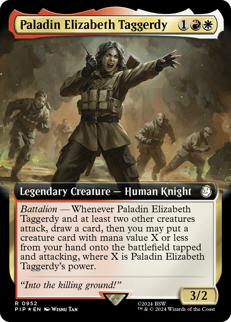 Paladin Elizabeth Taggerdy (PIP-952) - Fallout: (Extended Art) Foil - Premium MTG Single from Wizards of the Coast - Just $1.91! Shop now at Game Crave Tournament Store