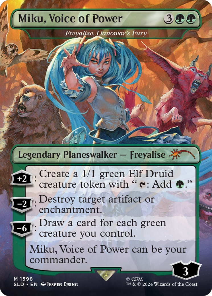 Freyalise, Llanowar's Fury (SLD-1598) - Secret Lair Drop / Miku, Voice of Power (Borderless) - Premium MTG Single from Wizards of the Coast - Just $6.42! Shop now at Game Crave Tournament Store