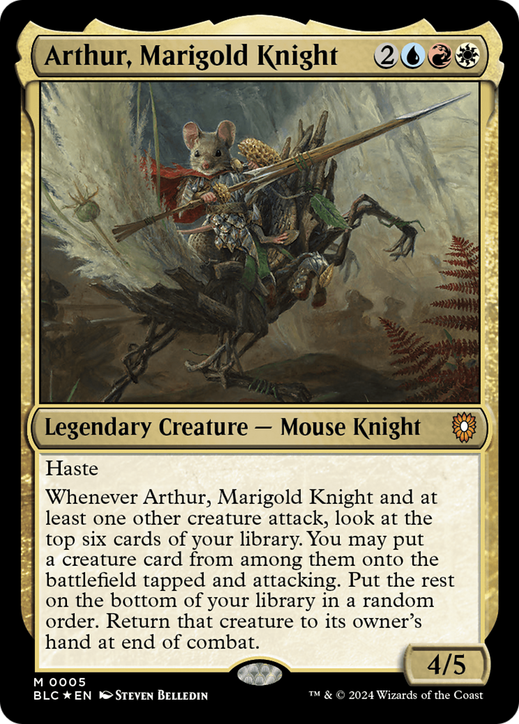 Arthur, Marigold Knight (BLC-005) - Bloomburrow Commander Foil - Premium MTG Single from Wizards of the Coast - Just $0.25! Shop now at Game Crave Tournament Store