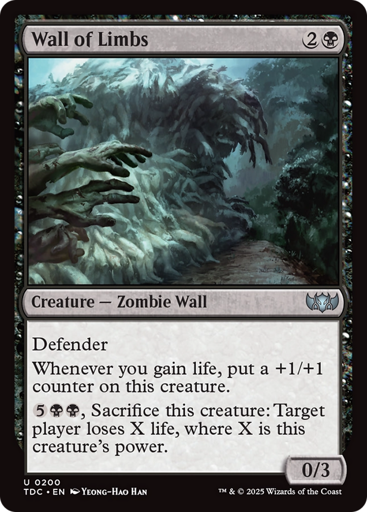 Wall of Limbs (TDC-200) - Tarkir: Dragonstorm Commander - Premium MTG Single from Wizards of the Coast - Just $0.08! Shop now at Game Crave Tournament Store