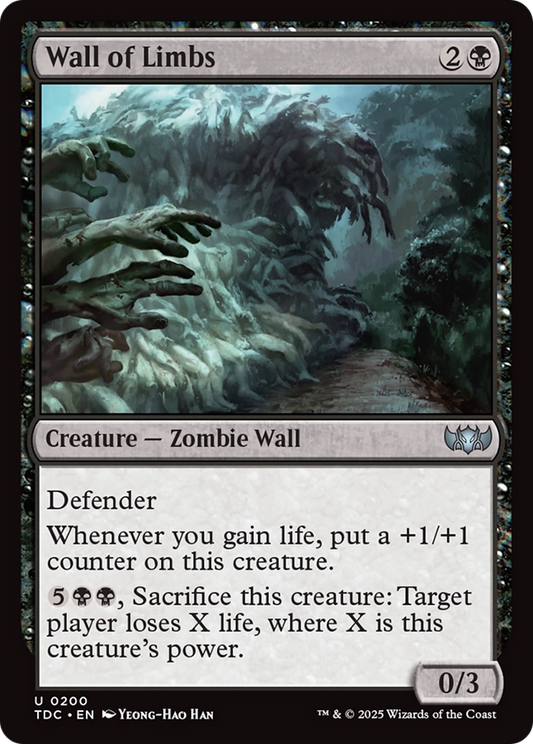 Wall of Limbs (TDC-200) - Tarkir: Dragonstorm Commander - Premium MTG Single from Wizards of the Coast - Just $0.08! Shop now at Game Crave Tournament Store