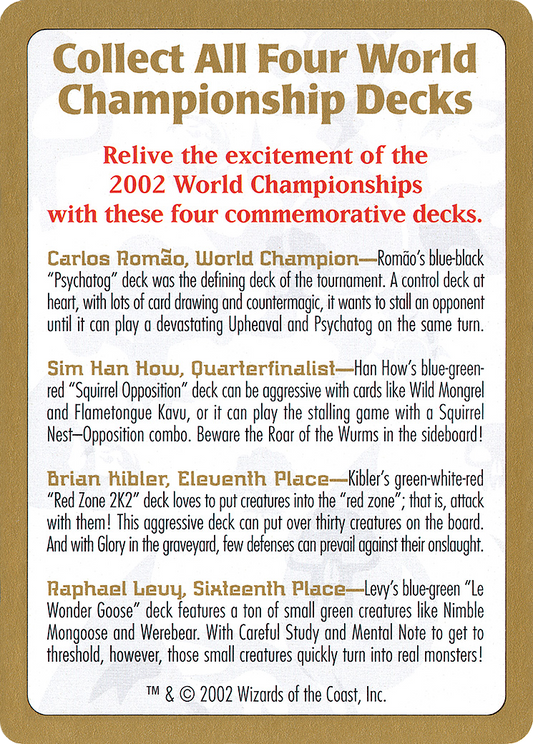 2002 World Championships Ad (WC02-000) - World Championship Decks 2002