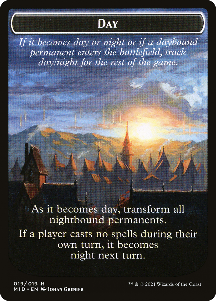 Day // Night (TMID-019) - Innistrad: Midnight Hunt Tokens - Premium MTG Single from Wizards of the Coast - Just $0! Shop now at Game Crave Tournament Store