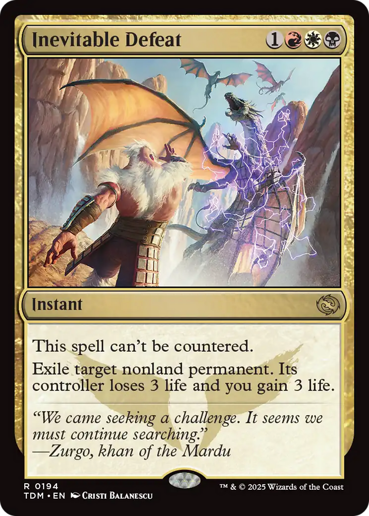 Inevitable Defeat (TDM-194) - Tarkir: Dragonstorm - Premium MTG Single from Wizards of the Coast - Just $0.09! Shop now at Game Crave Tournament Store